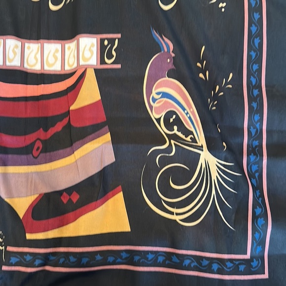 Macho Black Multicolored Abstract & Nature Turkish Print Wrap or Scarf - Picture 11 of 11